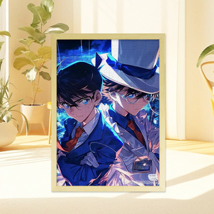 柯南周边怪盗基德木质拼图带相框桌面摆件二次元动漫生日礼物定制