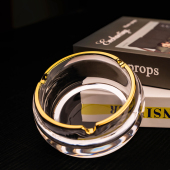 欧式 潮流轻奢礼品大号 玻璃烟灰缸客厅家用描金烟灰缸创意个性