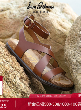 SAM EDELMAN山姆爱德曼夏平底交叉一字带镂空罗马凉鞋DELIA