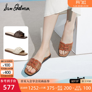 新款 朱珠同款 SAM EDELMAN2024夏季 IRINA 平跟外穿凉拖一字拖女鞋