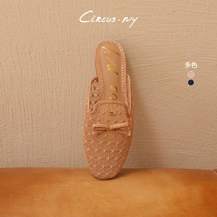 CIRCUS 蕾丝穆勒包头拖鞋 SAM EDELMAN山姆爱德曼26新网纱粉色法式