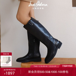 SAM 通勤方头长筒骑士靴黑女NICA EDELMAN山姆爱德曼2025年冬新品