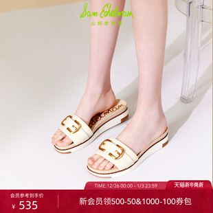 女AMELIA EDELMAN山姆爱德曼夏厚底一字拖外穿拖鞋 明星同款 SAM