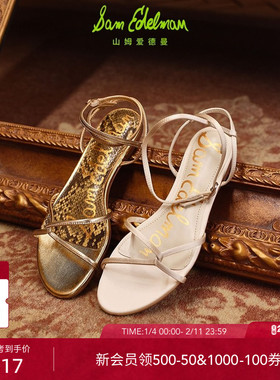 SAM EDELMAN山姆爱德曼款金属绑带金色平跟时装凉鞋ELLINA