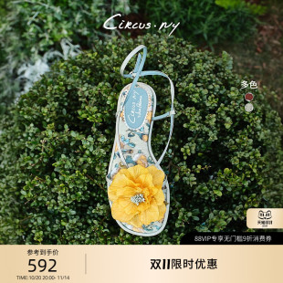 SAM 露趾度假平底女CIRCUS EDELMAN山姆爱德曼2025夏花朵凉拖鞋