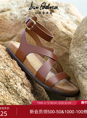 SAM EDELMAN山姆爱德曼夏平底交叉一字带镂空罗马凉鞋DELIA
