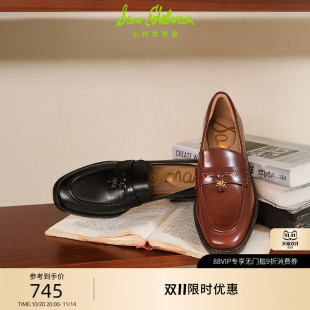 女DENISE 豆豆乐福鞋 SAM EDELMAN山姆爱德曼2025秋圆头英伦小皮鞋