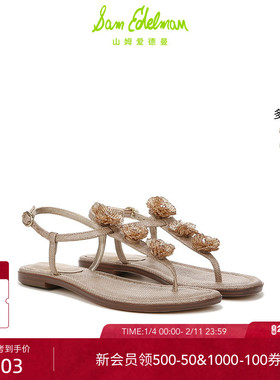 SAM EDELMAN山姆爱德曼夏一字带夹趾平底凉鞋人字拖GIGI FLORA