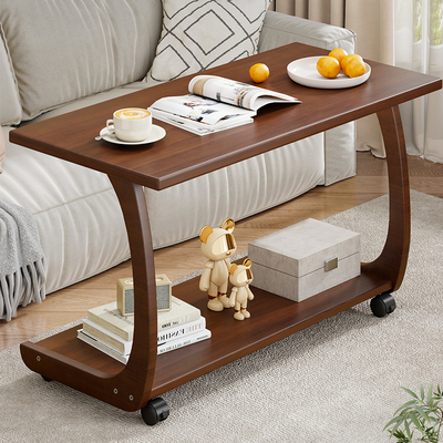 实木沙发边几可移动家用客厅带轮小茶几床头桌子小户型C型侧边柜