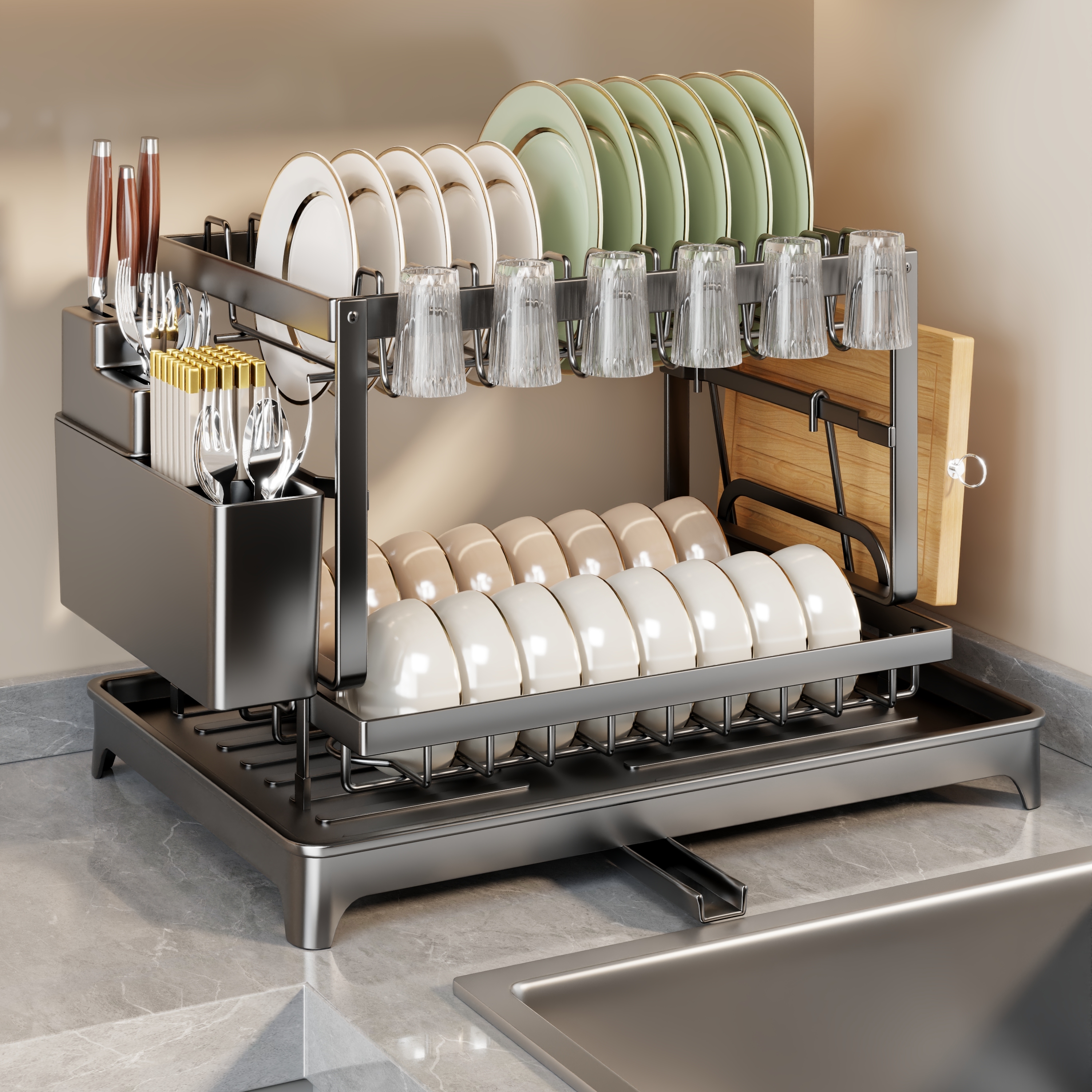 碗碟收纳架厨房台面置物架