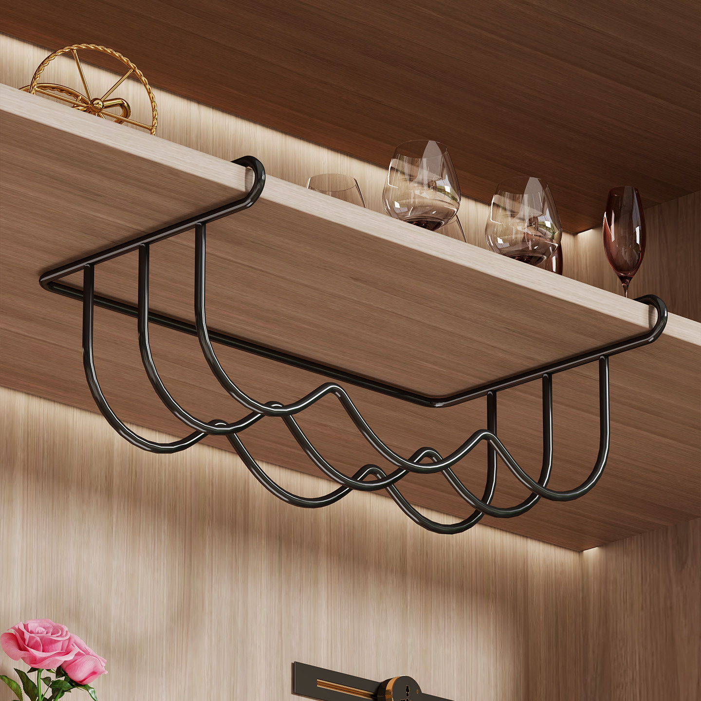 红酒架置物架轻奢悬挂倒挂式省空间展示架酒柜香槟葡萄酒分层挂架