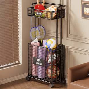 瑜伽垫收纳筐家用大容量带轮可移动球类运动工具健身器材收纳神器