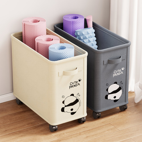 瑜珈垫收纳筐家用大号带轮可移动羽毛球拍健身器材运动工具收纳层