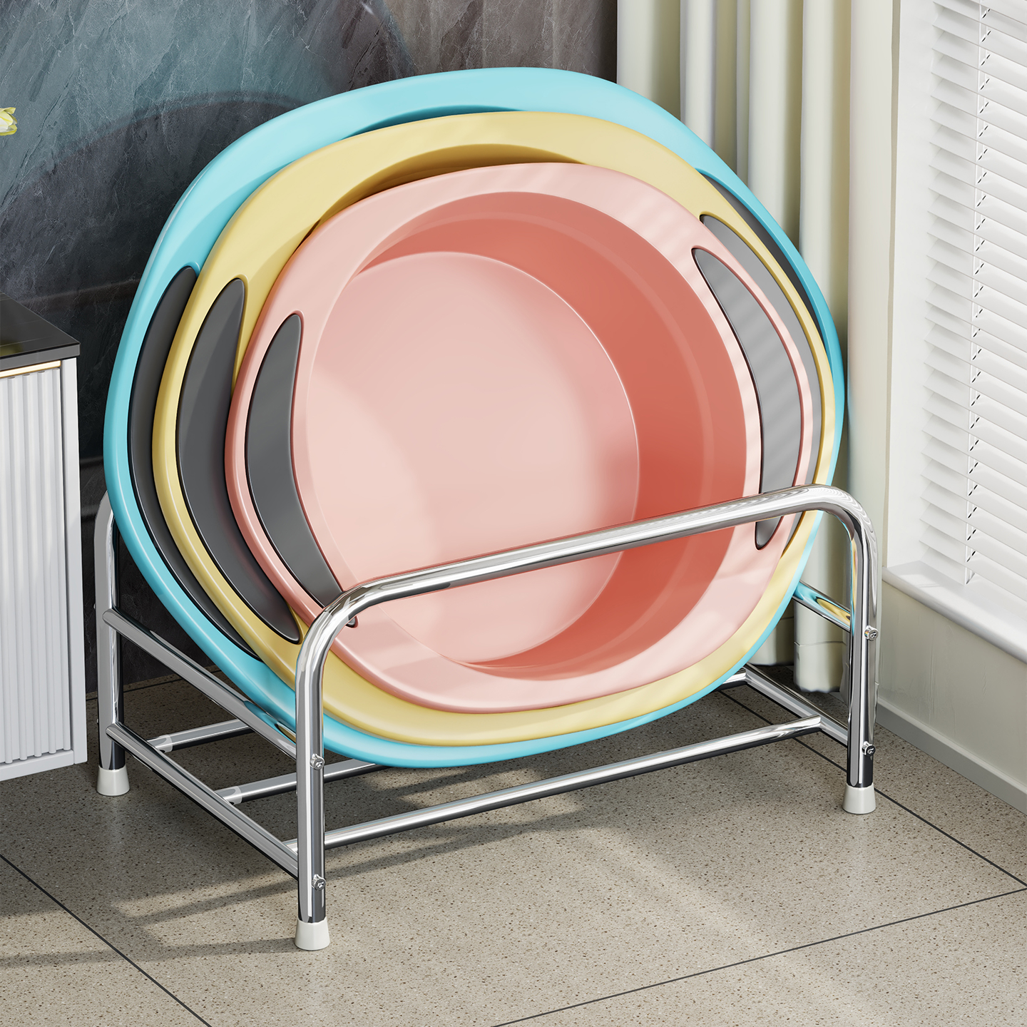 卫生间落地脸盆架盆子收纳神器