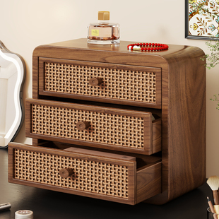 实木化妆品收纳盒大容量桌面防尘护肤品梳妆台整理置物架子高级感