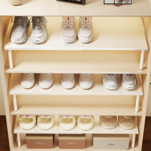 鞋柜分层隔板可伸缩鞋子收纳神器家用柜内省空间双层橱柜鞋托架子