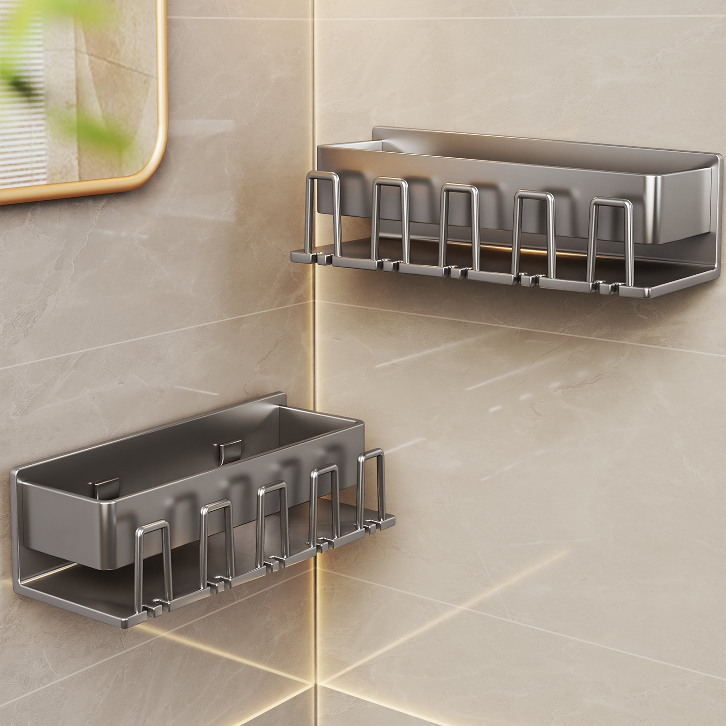 牙刷牙膏牙杯架子置物架放漱口杯壁挂式免打孔挂架刷牙家庭高颜值