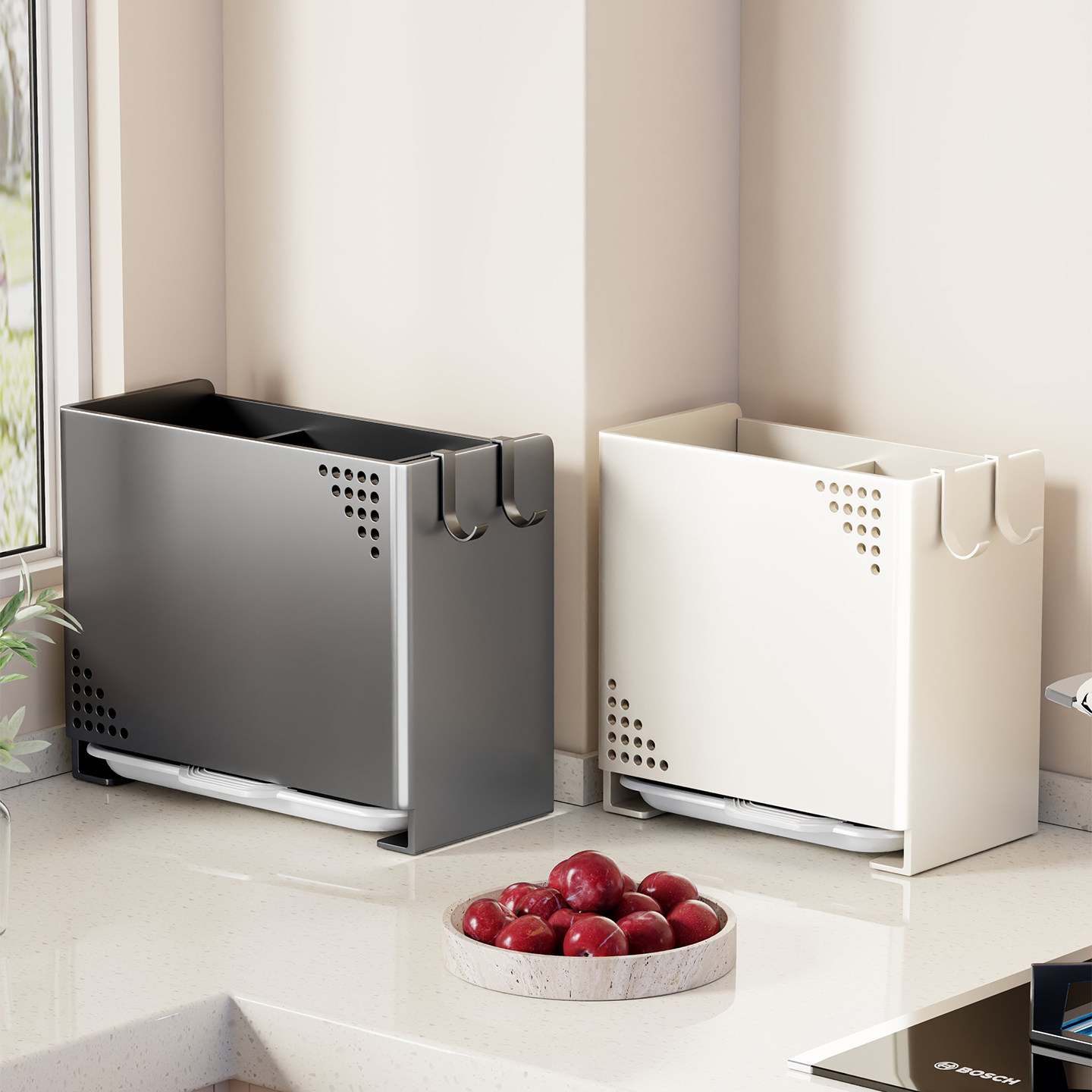 筷子收纳盒壁挂式家用厨房台面置物架免打孔刀具筷子筒一体收纳架