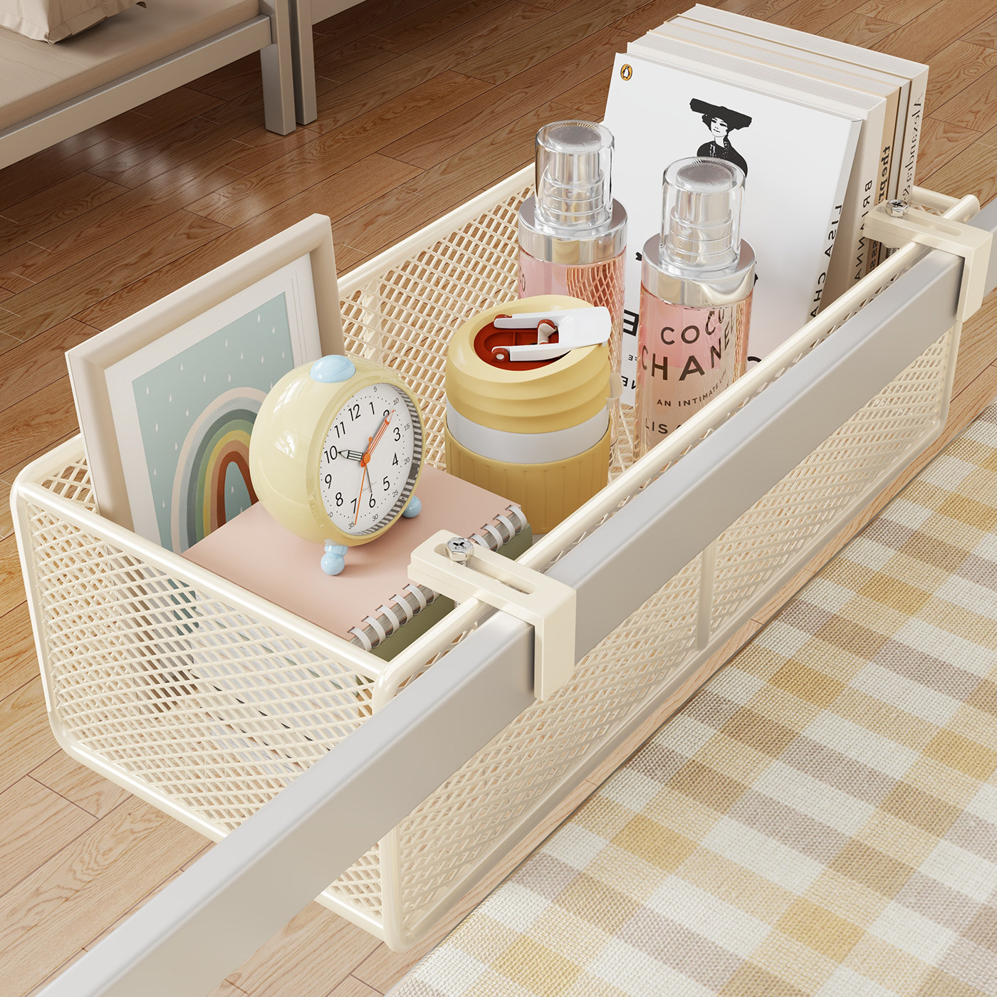 宿舍上下铺免打孔可调挂篮收纳架