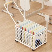 学生教室用大容量装 书收纳箱可移动拉杆书箱初高中生桌下放书带轮