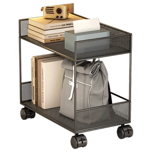 办公桌下文件架档案架工位电脑包包置物架办公室桌子底下可移动小推车书桌底侧边柜落地收纳架子放作业的神器