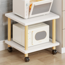 厨房置物架双层可移动微波炉放置架简约落地带滑轮电器锅具收纳架