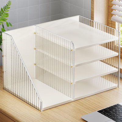 桌面文件柜多层档案柜文件夹架木质小型文件材料收纳盒书本收纳架书架抽屉式工具柜办公室小桌柜矮柜办公书立