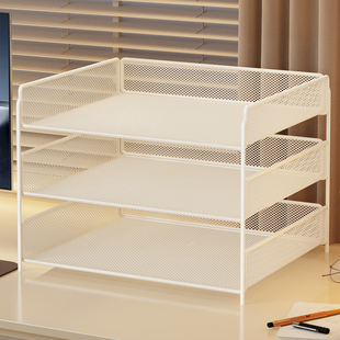 文件收纳架多层文件框文件夹A4纸资料档案整理架办公桌置物架文件架收纳盒办公用品大全桌面书架铁金属书立架