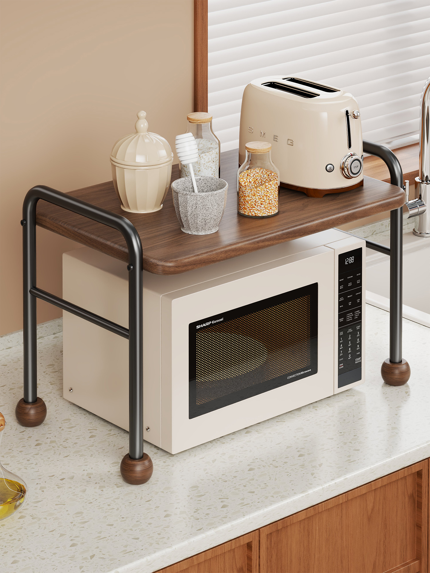 厨房微波架多功能家用烤箱电饭煲锅储物架台面烤箱架