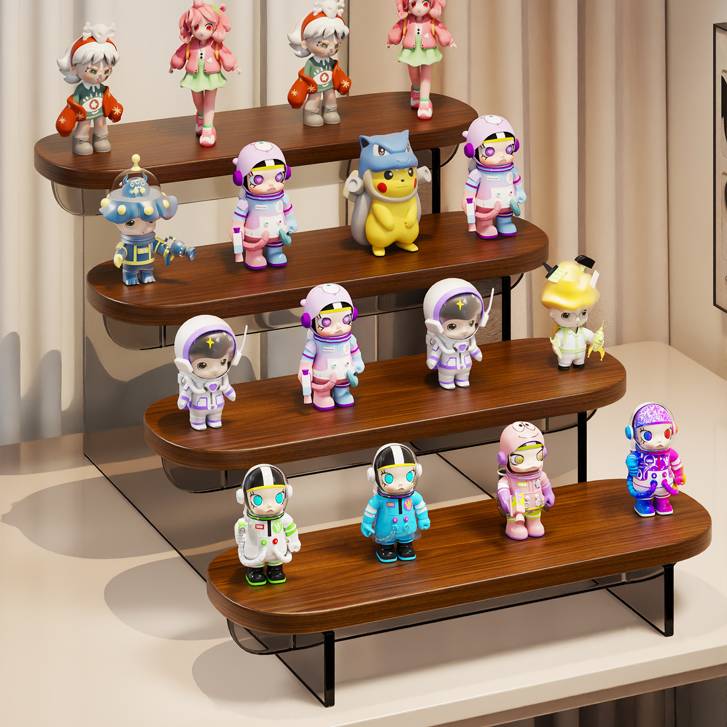 亚克力盲盒收纳展示架阶梯展示柜