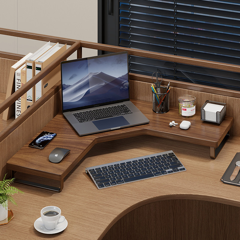 实木电脑增高架显示器转角托架电脑桌台式桌面置物架增高支撑架子