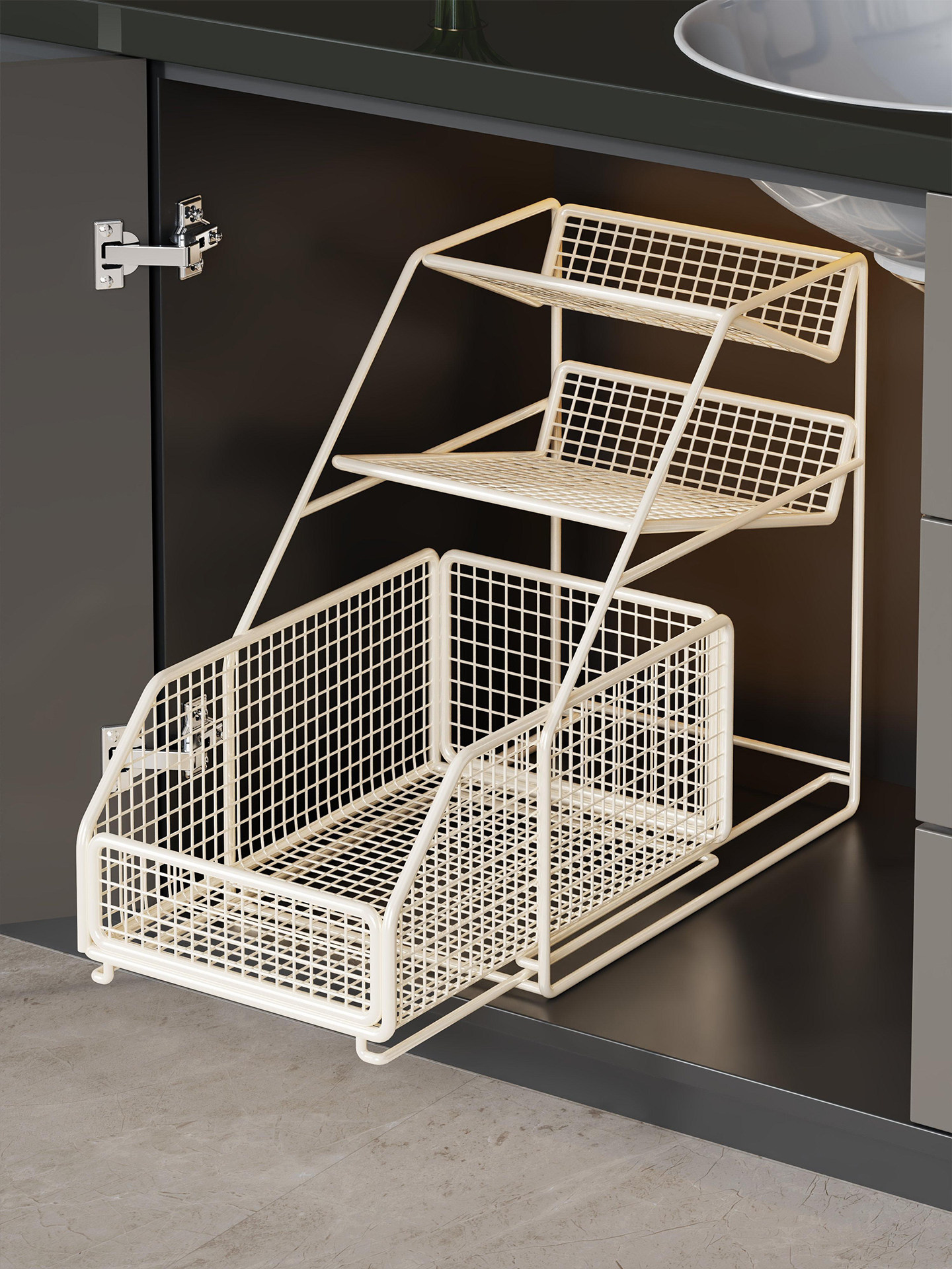 卫生间下水槽置物架浴室洗漱台下橱柜拉篮柜子内收纳抽拉式分层架