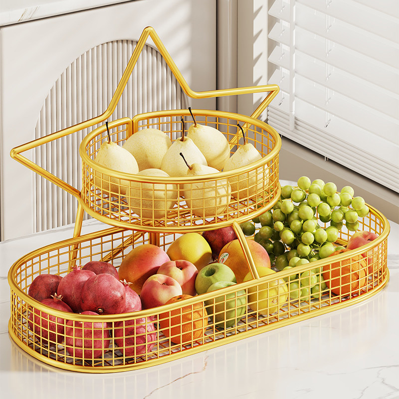 果盘客厅茶几铁艺水果收纳筐餐厅创意星星零食干果整理糖果托盘架