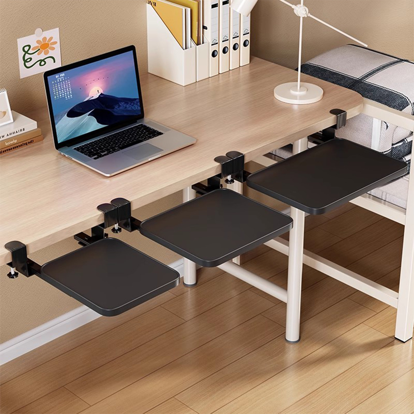 键盘架宿舍桌边笔记本鼠标免打孔可抽拉滑轨夹收纳架家用办公室桌空间拓展手臂支撑神器台面多功能加宽延长板