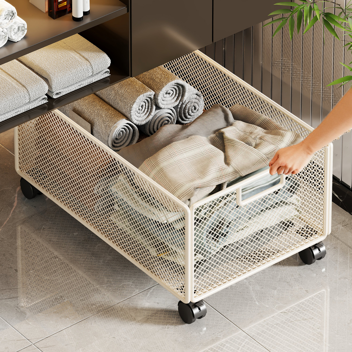 浴室柜下脏衣篓大容量带轮移动