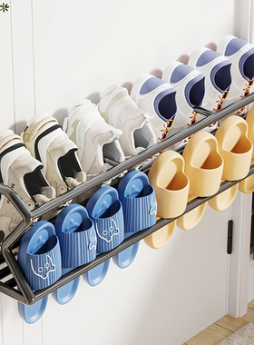 壁挂式门后鞋架挂在门上的鞋架子浴室拖鞋架子免打孔鞋子收纳神器