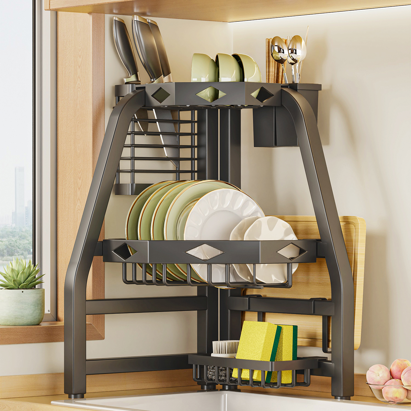 厨房水槽置物架水池边角落