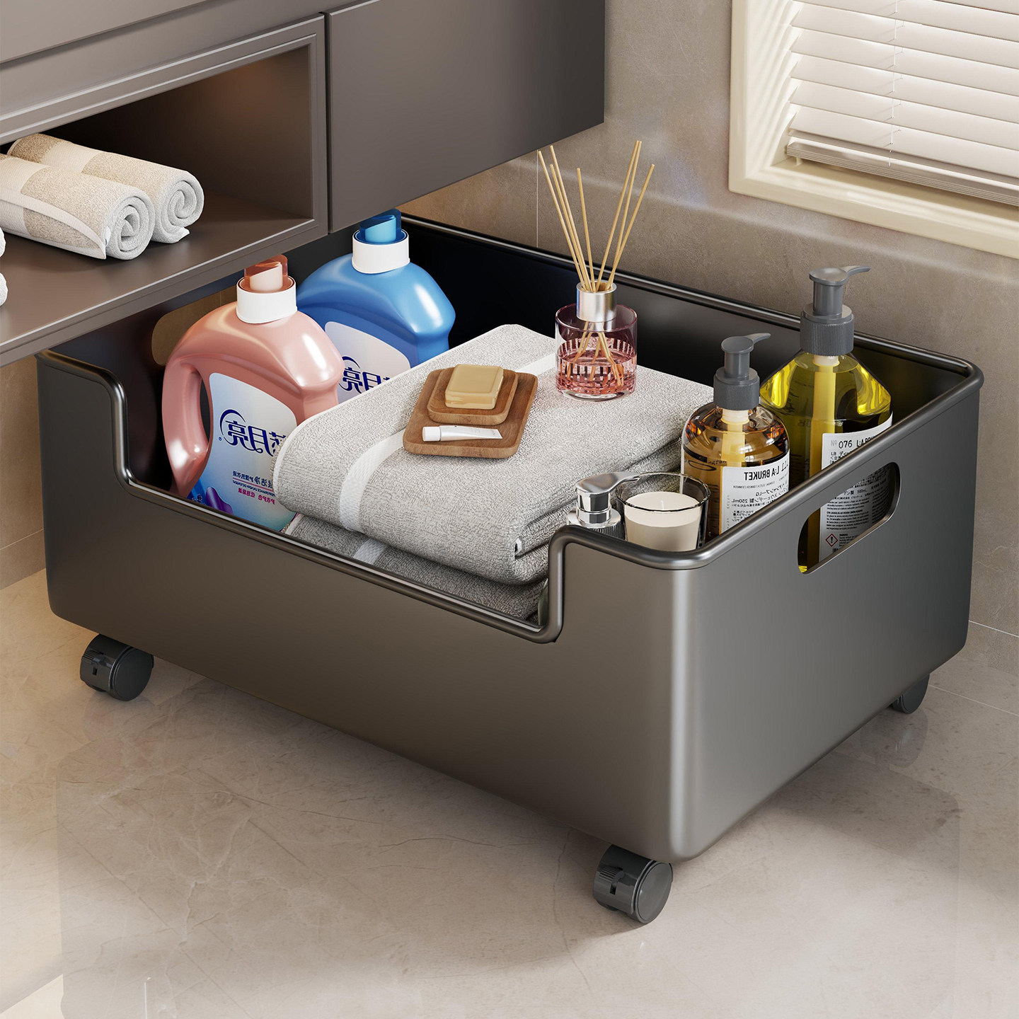 浴室柜下篮子置物架带轮可移动卫生间洗漱台下脏衣篓脏衣服收纳筐,家庭/个人清洁工具,浴室角架/置物架,淘宝优惠券,粉丝福利购,淘宝优惠卷