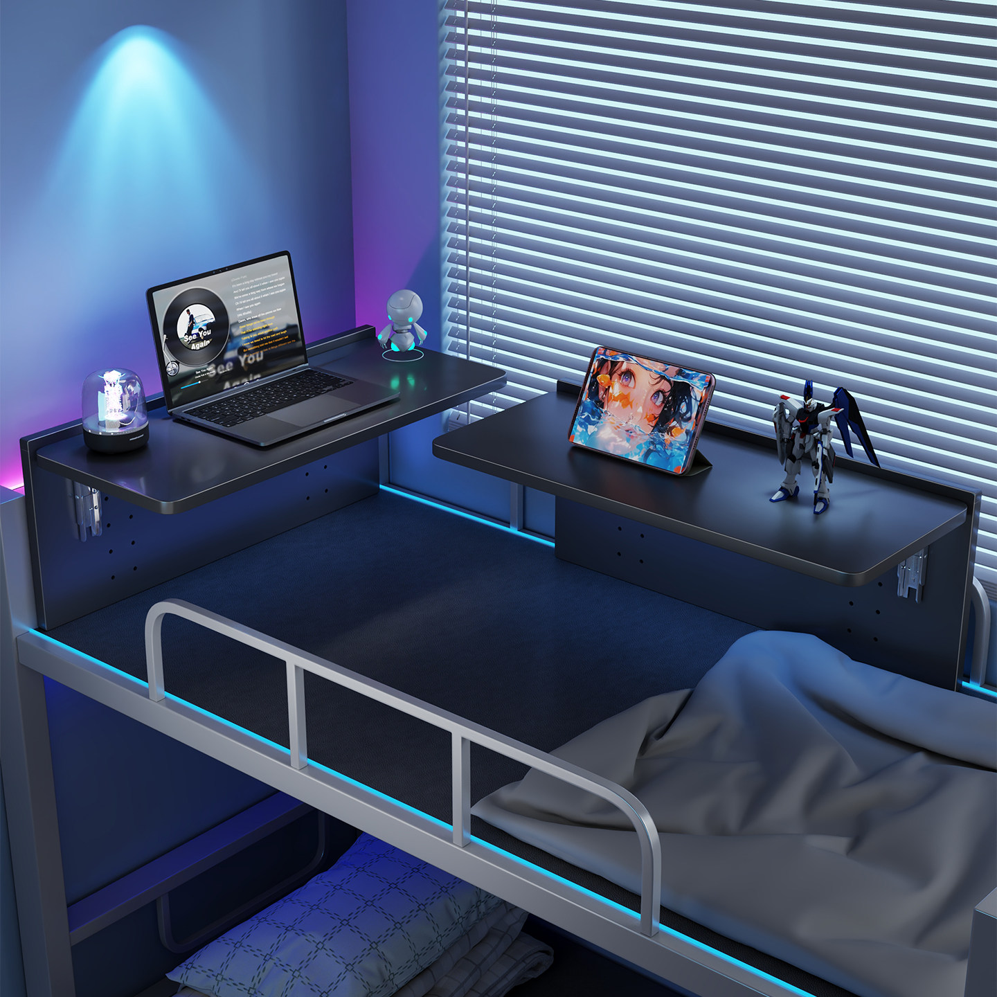 可折叠悬空床上桌家用卧室小书桌大学生宿舍上下铺电竞房笔记本支架电