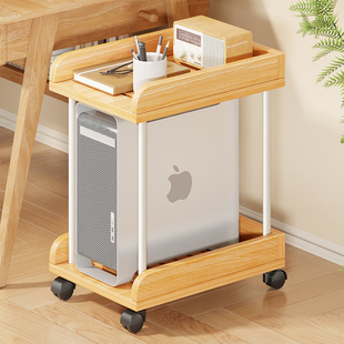实木主机托 托架支架可移动主机壳底座带滑轮置物架家用台式办公