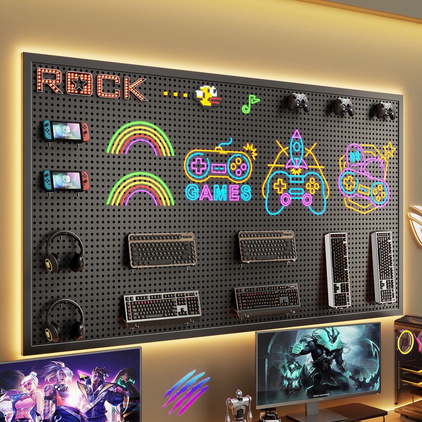 洞洞板置物架书桌收纳展示架