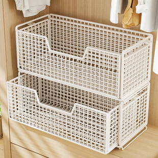 衣柜收纳分层神器柜子内改造衣橱免打孔衣服拉篮抽屉式隔板置物架