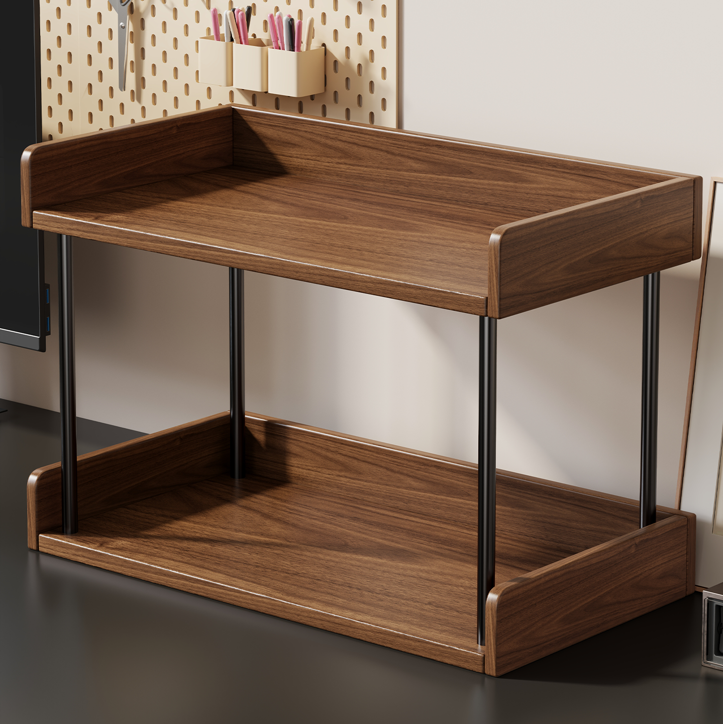 实木桌上书架桌面家用宿舍小型