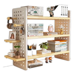 桌面洞洞板置物架书桌上办公桌工位放置架多层书籍收纳架家用书架