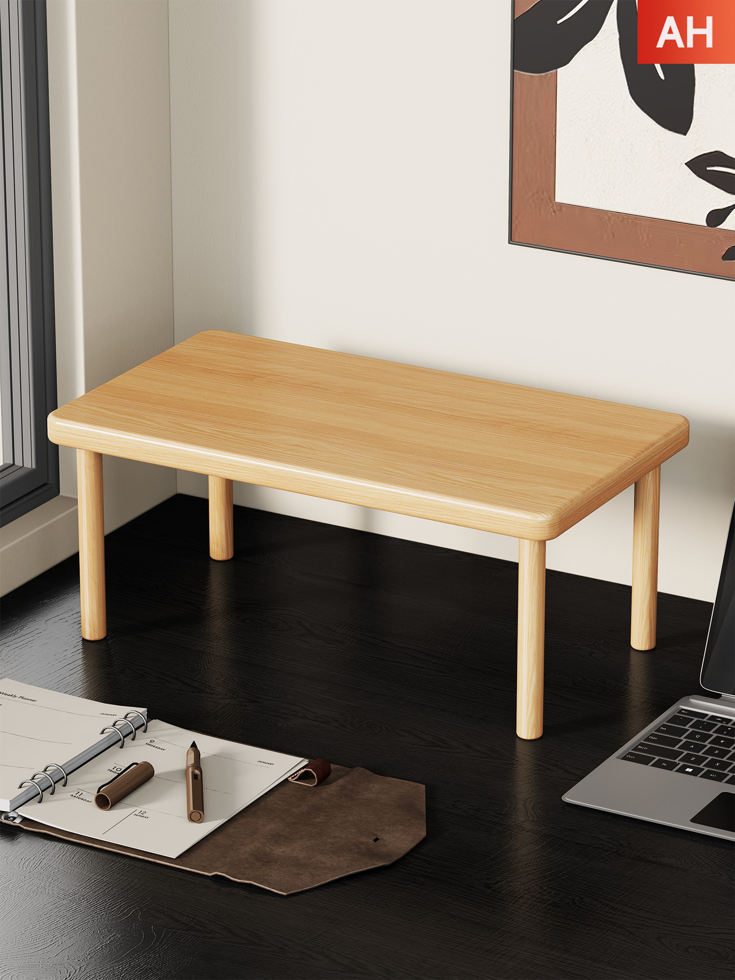 实木桌面书架桌上置物架办公室收纳书柜学生展示柜台面分层转角柜