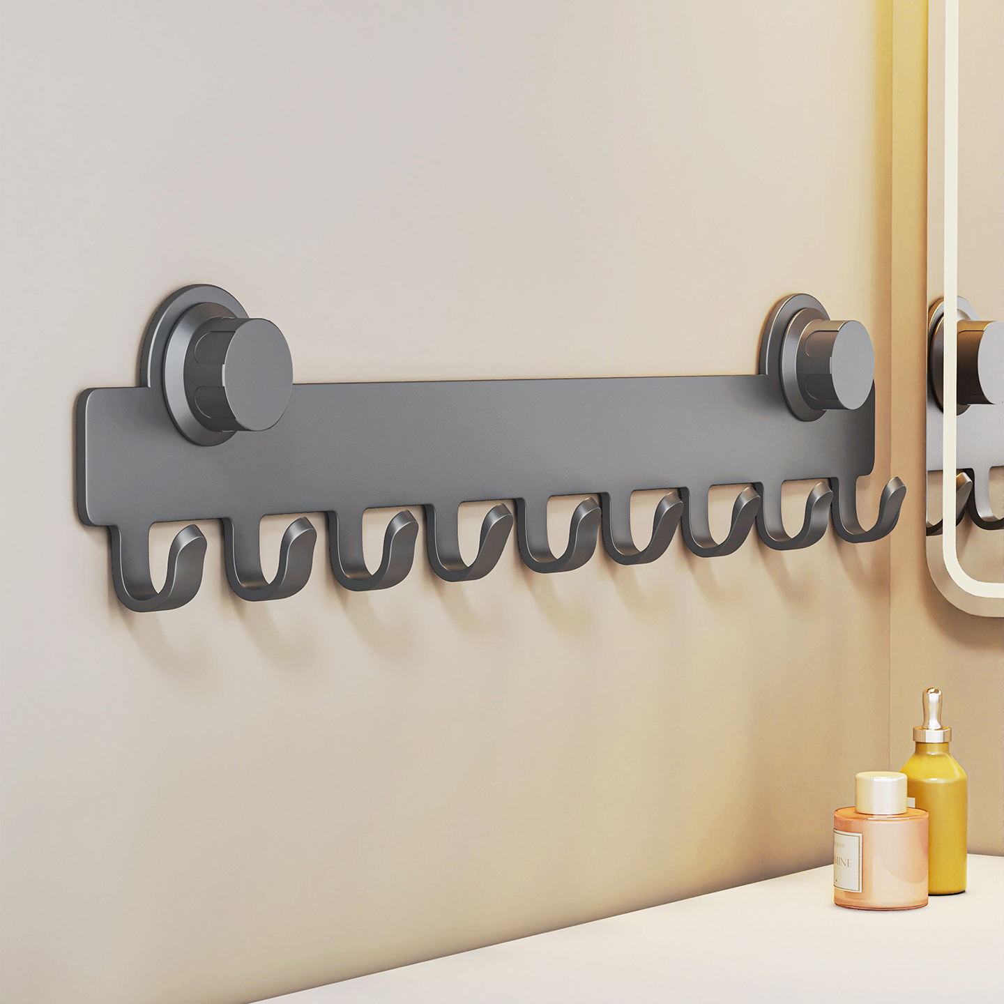 吸盘挂钩强力粘胶免打孔承重门后浴室排钩置物架入户门收纳挂衣架