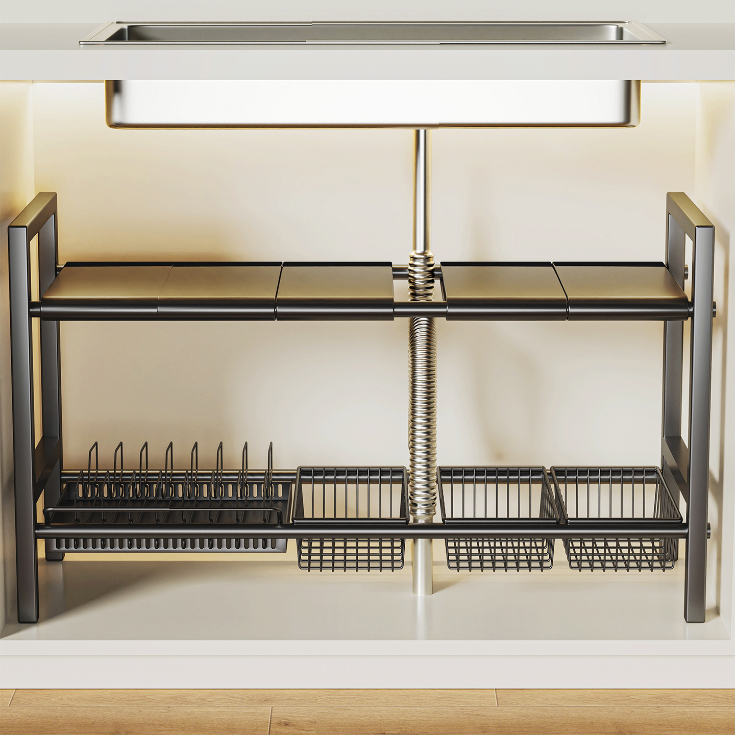 下水槽置物架可伸缩双层厨