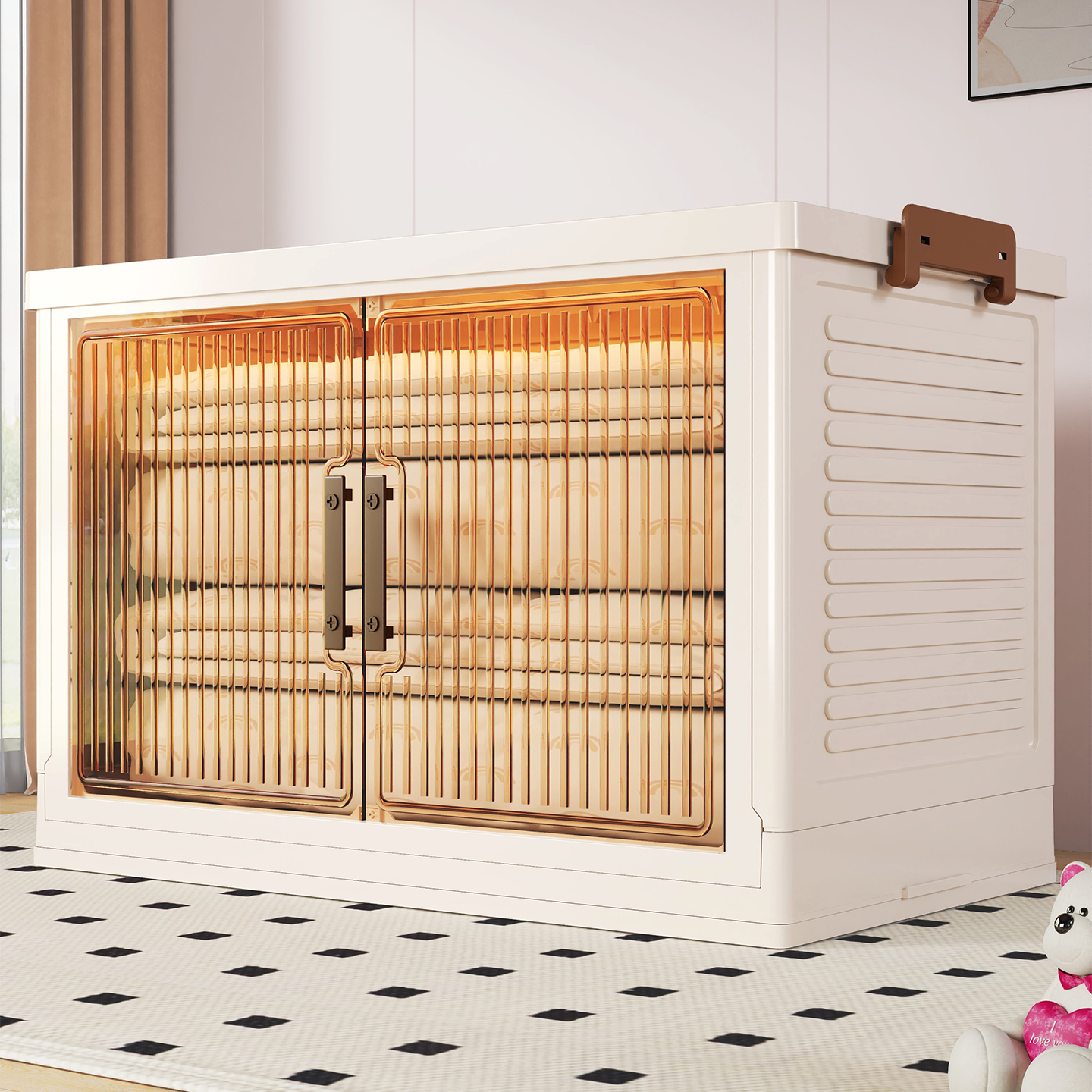 收纳箱家用衣服可折叠储物柜大容量超大被子整理箱双开门飘窗柜子