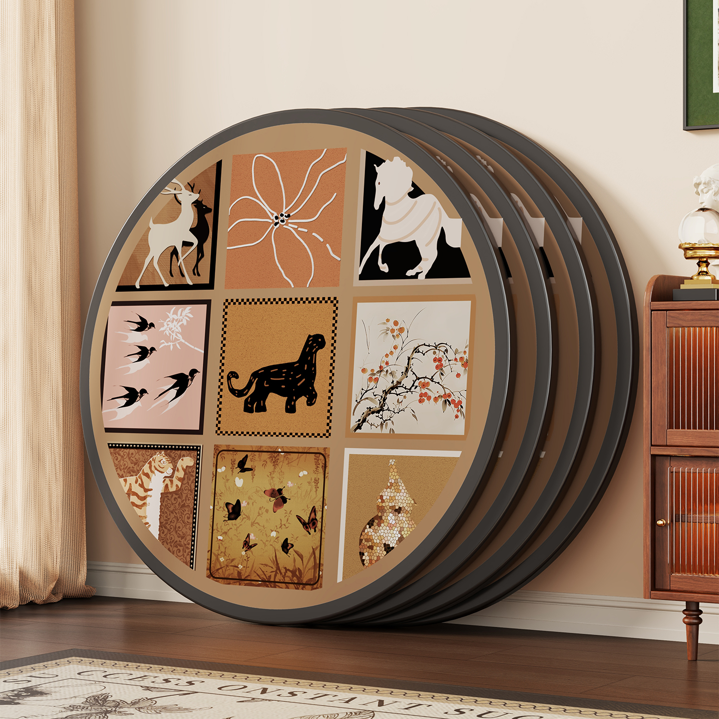 圆桌单独面板圆形餐桌面多