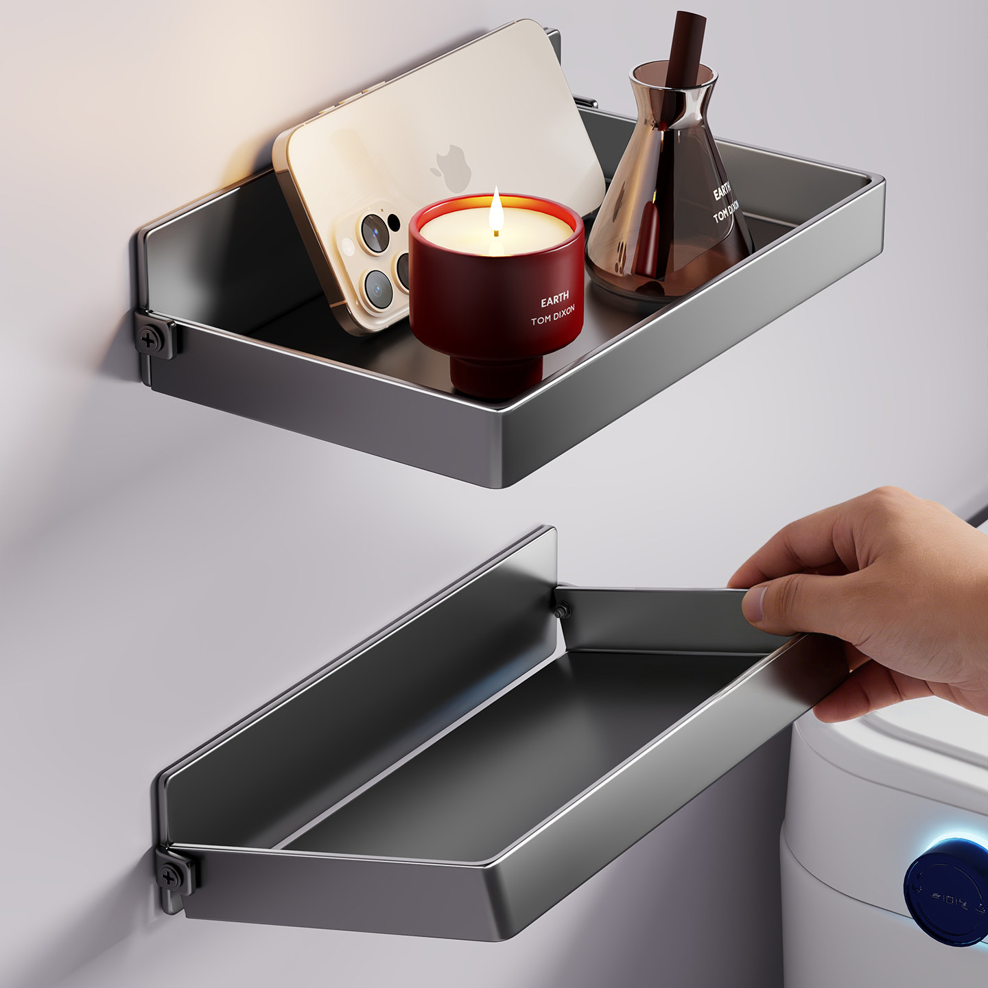 卫生间厕纸盒免打孔壁挂式收纳架可折叠纸巾手机置物架厕所抽纸架,家庭/个人清洁工具,卷纸器/纸巾架,淘宝优惠券,粉丝福利购,淘宝优惠卷